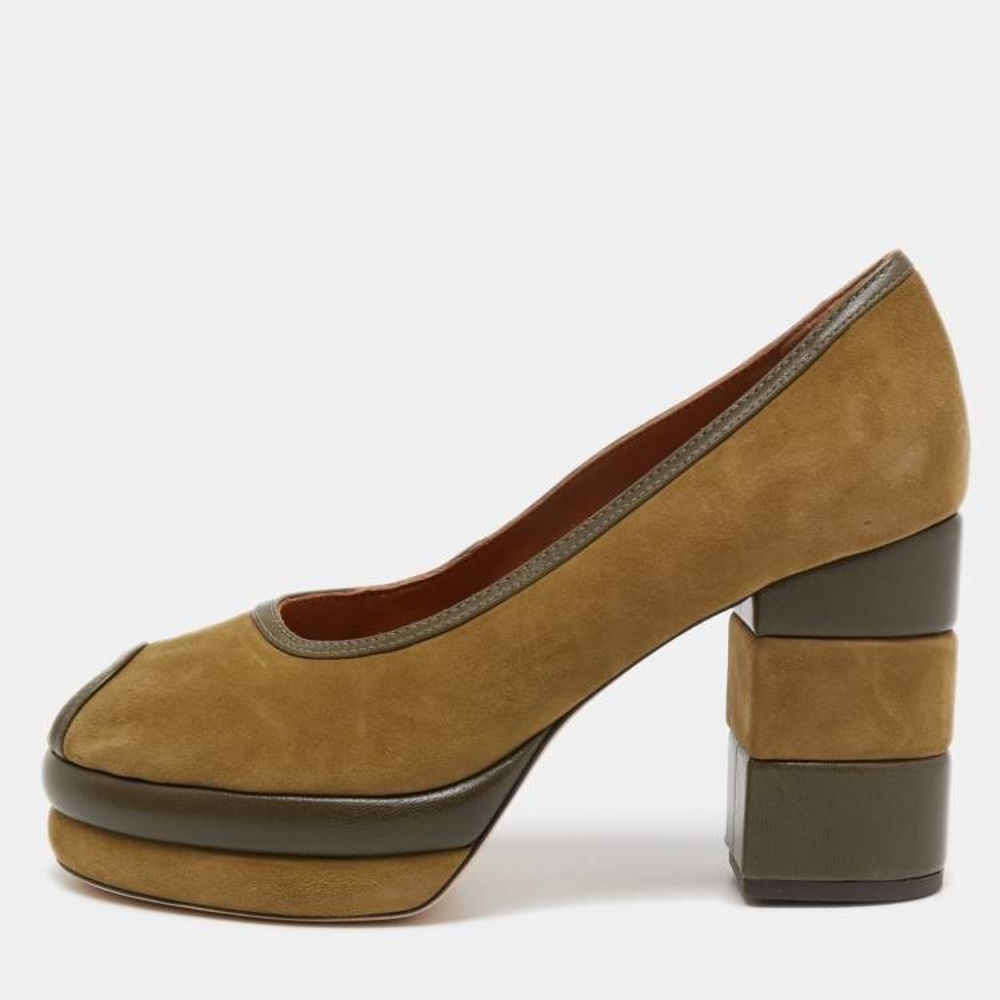Tory Burch Tan and Olive Mules